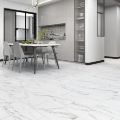 New Release 1 Liberty Floors Arctic White Marble - Lifestyle Plus 5mm Rigid Core Vinyl Flooring (314666)