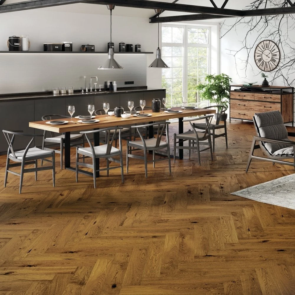 Liberty Floors Bourbon Oak - Manor Herringbone Parquet 14mm Engineered Real Wood Flooring (284293) 3 Liberty Floors Bourbon Oak - Manor Herringbone Parquet 14mm Engineered Real Wood Flooring (284293)